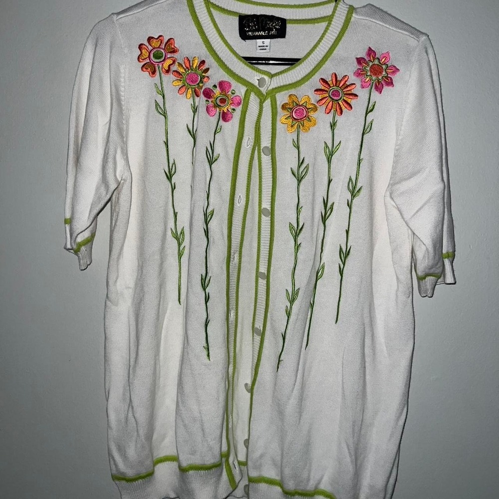 Bob Mackie Size Small Floral embroidered cardigan